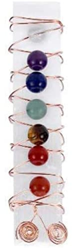 Baton de soin reiki en Selenite 7 pierres pour 7 chakras relié par un fil de cuivre conducteur d'énergie pierres naturelles