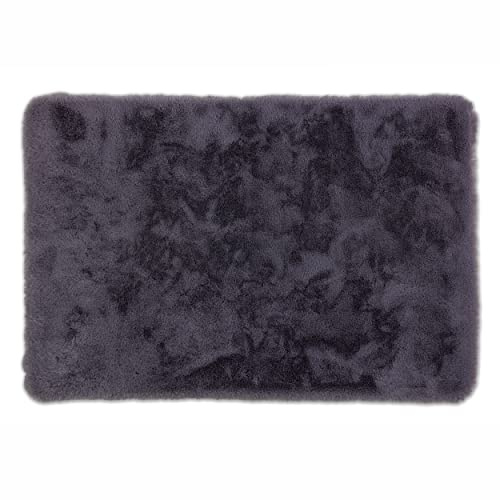 Flauschiger Badezimmerteppich waschbar - Anthrazit 60 x 90 cm (Rechteckig) | Weiche Badematte rutschfest Badewannenmatte Badezimmer Duschmatte Badematte nimmt Feuchtigkeit auf Fußbodenheizung geeignet