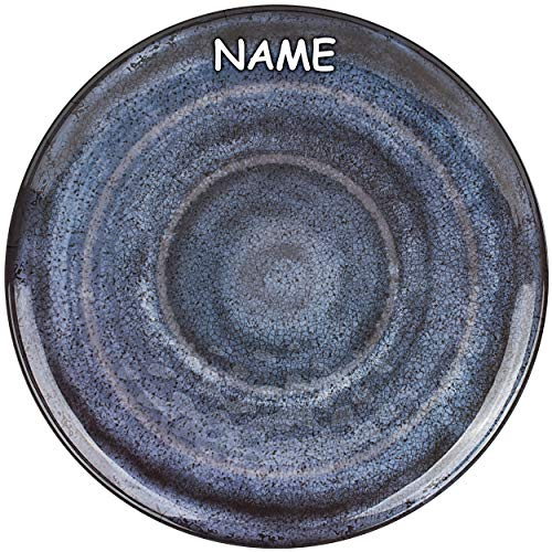 alles-meine.de GmbH großer - XL - Teller/Speiseteller/Frühstücksteller/Abendbrotteller - Retro & Nostalgie Design - schwarz/anthrazit grau - inkl. Name - Ø 27,5 cm - BPA ..