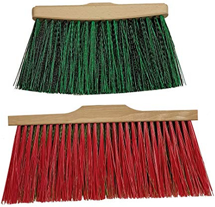 Gartenbesen Straßenbesen mit Holzgriff Industriebesen mit Stiel 130 cm Werkstattbesen mit Langen Borsten 13 cm 14 cm (Rot, Ohne Holzgriff)