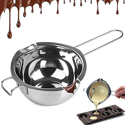 Wohlstand Pentolino per Bagnomaria Pentola a Cioccolato Formaggio Bagnomaria Pot Pentola a Doppia Caldaia in Acciaio Inossidabile Crogiolo a Bagnomaria per Sciogliere Burro Caramello Sapone Candela