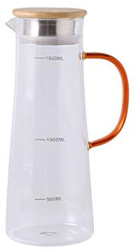 Jus Carafe d'eau Pichet en verre avec couvercle de filtre Carafe en verre avec une ligne de graduation de précision pour la cruche de jus de thé glacé, boissons froides / chaudes Thé Cruche