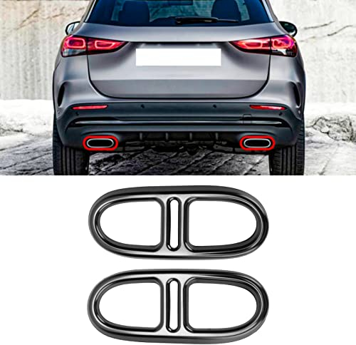 para Gla H247 4WD 2020-2021 2pcs Acero Inoxidable Embellecedores Cubierta Tubo Escape Trasero, Marco Garganta Cola Tubo Escape Coche(Negro brillante)