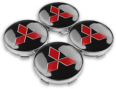 XGAGCF Coche Rueda Centrales Tapas Tapacubos Aluminio Buje Badge Emblema, para Mitsubishi ASX Lancer Pajero Outlander L200 EVO Lancer EX 60MM Auto Llantas Centro Decorativa Cubierta Accesorios