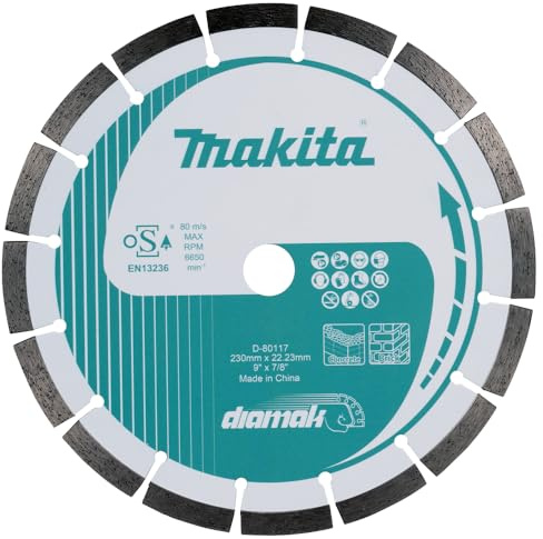 Makita DIAMAK Diamanttrennscheibe 230 x 22,23 mm (D-80117) – für Beton, Granit, Stein – Profi Trennscheibe für Winkelschleifer – Nass & Trocken