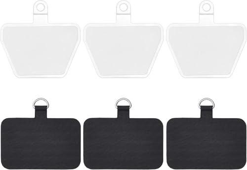 ECO-FUSED Phone Tether Tabs - Universal Smartphones Patches - For Full Coverage Cases - Includes 3X Black and 3X Transparent Pads