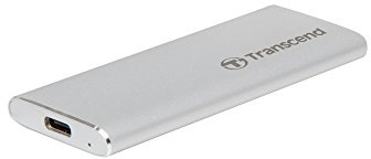 Transcend 500GB ESD260C Portable SSD, 520 MB/s, Aluminium, USB-C, Silber | Schlankes, externes SSD-Laufwerk im Taschenformat mit USB 3.2 Gen 2 für MacBook, iPad und Mac
