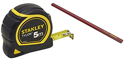 Stanley 1-30-697 - Mètre Tylon Bi matière 5m X 19mm - Ruban Anti-Corrosion - Blocage Du Ruban - Position Du Zéro Réel - Classe Ii - Crochet Pour Ceinture, Paquet de 3