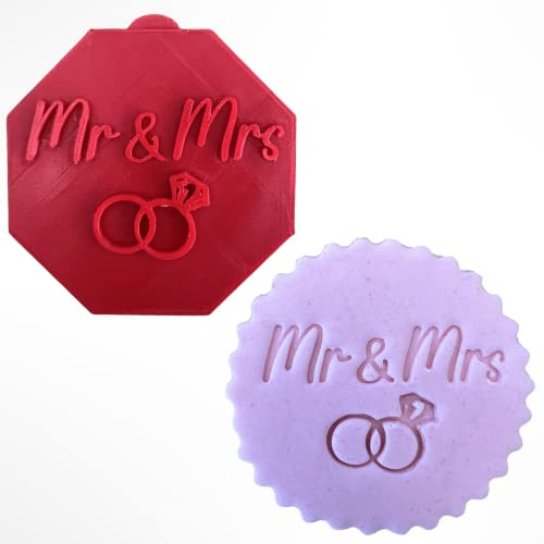 Custom Mr and Mrs Engagement Wedding Names Fondant Stamp Debosser Cupcake Icing Cookie Decoration Cake Personalised (6cm)