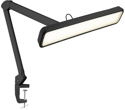 Neatfi XL 2.500 Lumen 30W LED-Arbeitslampe – 56 cm breiter Lampenkopf | 324 SMD-LEDs | 5 Lichtmodi | 3000K–6000K | Dimmbar | Schreibtischlampe für Zuhause & Büro (Schwarz, CCT mit Klemme)