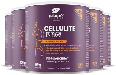 Nature's Finest Cellulite PRO, Trinkpulver 625 g (5er Pack) | Mit Rotwein-Traubenextrakt (30 % Polyphenole) & Garcinia cambogia (60 % HCA) - Waldfruchtgeschmack, vegan