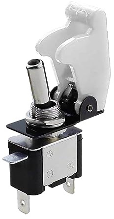 CGEAMDY Auto Kippschalter, Ein/Aus Metall Auto Wippschalter, 2-Pin Rocker Toggle Switch Mit Wasserdicht Schutzkappe, Metall-Kippschalter Zum Auto KFZ LKW Boot (Weiß)