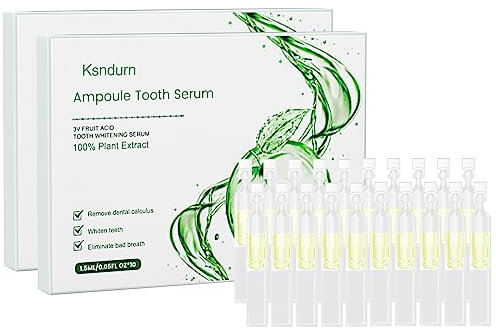 Ksndurn Tlopa Ampoule Tooth Serum, 20Pcs Mint Teeth Essence - Teeth Whitening, Stain Remover, Tartar & Plaque Removal (2 Box)