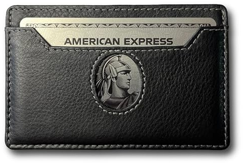 thisiswallet Minimalistische Geldbörse für 2 Karten für Damen & Herren – Echtes Leder Ultra Dünn Schwarz Kreditkartenetui – Kompatibel mit American Express Platinum