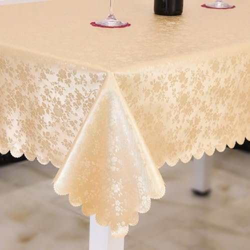 XQSSB Wachstuchtischdecke Wachstuch Wachstischdecke Dick Verschleißfest für Gastronomie Feste Party Hochzeiten Golden 140 × 200cm
