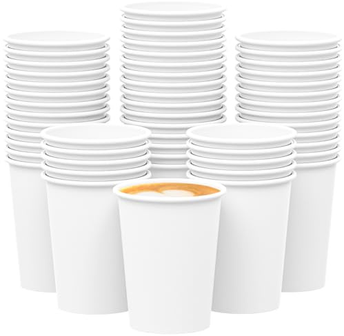 Qunclay 𝟐𝟏𝟎 𝐂𝐨𝐮𝐧𝐭 𝟏𝟐 𝐨𝐳 Disposable White Paper Coffee Cups, To Go Hot Cups for Coffee, Chocolate, Juice, Hot or Cold Beverage Drinking Cup Suitable for Party, Office, Travel, and Events