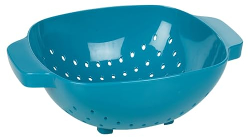 URBN-CHEF Plastic Colander Sieve Mesh Food Pasta Rice Veg Washing Strainer Kitchen Basket (Teal)