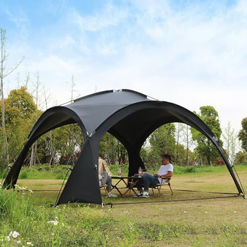 Sonnenschutz mit Sturmtürvorhang, wasserdichtes Familien-Picknickzelt-Camping-Kuppeldach, Event-Kuppelschutz mit 12 Erdnägeln, 4 winddichten Seilen und Aufbewahrungstasche,Black