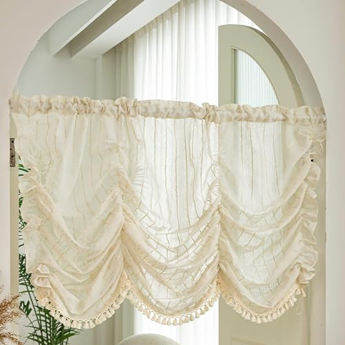 Privatsphäre Küche Vorhang Lichtfilterung Fenstervorhang Bistrogardine Halb Transparent Gardine Scheibengardinen Leinen Vorhang Blumen Bedruckt für Küche Wohnzimmer Landhaus. ( Size : Pave W250*H220cm