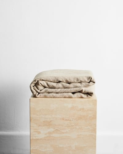 Bed Threads - Linen Throw - 100% French Flax Linen - 330 GSM - Heavy-Weight, Thick & Soft - Eco-Friendly - Warm & Durable Blanket - All-Purpose Essential Throw - Machine Washable - Queen - Oatmeal