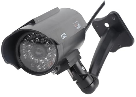 HUSHUI Caméra de sécurité Factice à énergie Solaire, Fausse Caméra étanche avec Lumière LED Clignotante pour la Surveillance Extérieure