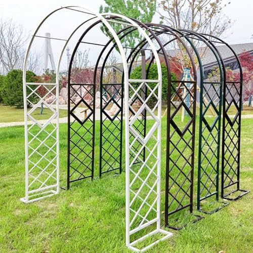 Schwer Rosenbogen Verzinkt Gartenbogen, Stabil Metall Torbogen für Verschiedene Kletterpflanzen, Wetterfest Pflanzen Rankhilfe, 140cm 180cm 200cm 240cm 280cm 300cm 340cm 380cm(White,W200 X H230cm)
