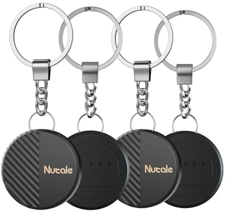 Nutale Air Tag Localisateur D'objets de Clé Portefeuilles Traceur Lot de 4 - iOS Uniquement - Fonctionne avec l’app Localiser avec Porte Clés Localisateur et Traqueur Sonore pour Apple Localiser