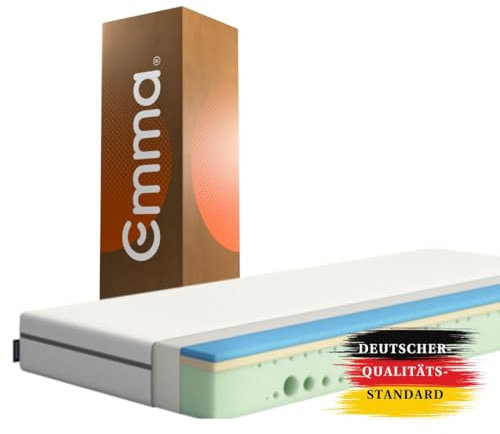 Emma One Matratze, Kaltschaummatratze, 90x200 cm, H3 Härtegrad (Hart), 18 cm Höhe, 3-Zonen-Stützung, Atmungsaktiver & Waschbarer Bezug