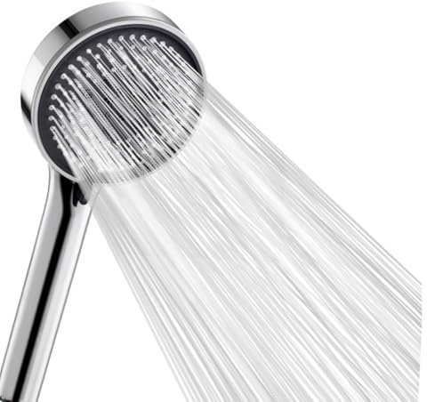 Duschkopf Wassersparend, Duschbrause mit 5 Strahlarten, Leistungsstarke verchromte Regendusche in Groß - Hochdruck Handbrause für Badinstallationen, Duschbrause mit Antikalk-Funktion, Chrom