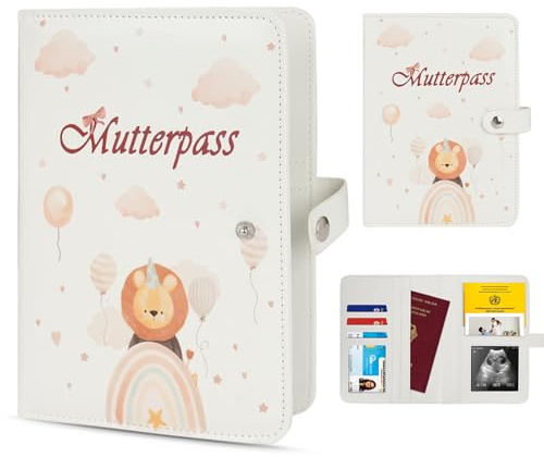 TOGOU2S Mutterpasshülle aus Kunstleder mit 9 Fächern Mutterpass Schutzhülle Ultraschallbildern Aufbewahrung von Versicherungskarten Mutter Kind Pass Hülle Schwangerschaft Verkünden Geschenk