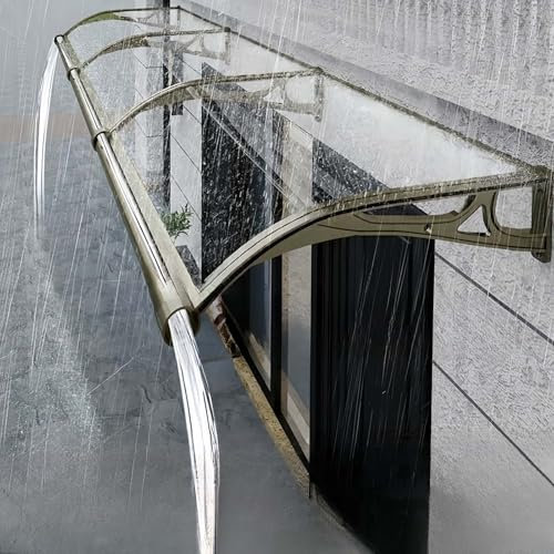 Vordach für die Haustür im Freien, Markise, Regenschutz, mit UV-Schneeschutz, Gartenfenster, Regendachabdeckung, Polycarbonat-Dachbahnen, Bogen-Design(60 * 200cm)