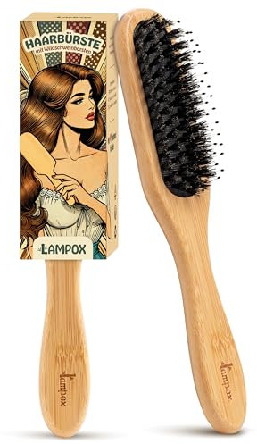 Spazzola per capelli in bambù con setole di cinghiale per la cura dei capelli, spazzola districante per capelli lunghi e ricci di donne, uomini e bambini, spazzola massaggiante per cuoio capelluto