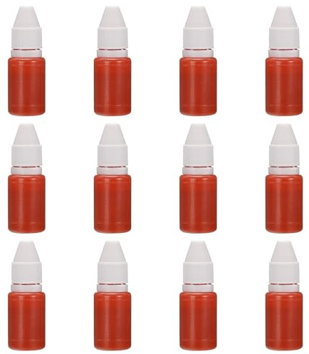 PATIKIL 0.33oz Recharge Encre Pour Tampons Et coussins D'Encre, 12Pcs 10ml Recharge Encre Pour Tampon Bureau Tampon Auto-Encreur Tampon Date Scrapbooking, Orange Rouge