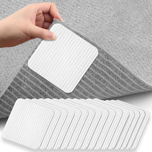 HOTUT Rutschfester und waschbarer Greifer, 16 Stück Teppich Antirutschunterlage, Teppichstopper Antirutschmatte für Hartholzböden rutschfest Teppichstopper, Wiederverwendbare Antirutsch Pads, 10x10cm