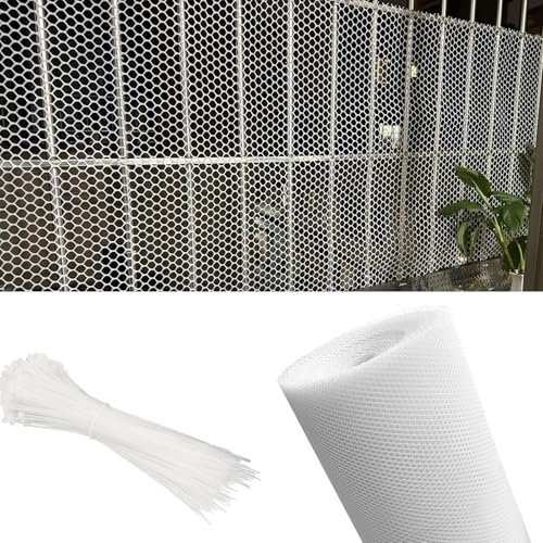 Clôture de jardin blanche - Barrière pour animaux - 1,2 m de haut - Polyvalente - Hexagonale en plastique - Filet de volaille pour volaille - Rouleau pour balcon/cour/porche - Maille de 1,2 cm x 5 m