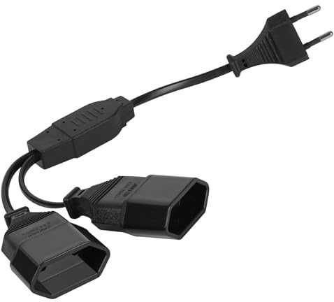 AXFEE Rallonges d'alimentation, Câble d'extension de Prise d'extension EU | 30CM 2 en 1 Fiche Plate Type C vers Prise Euro,0,75mm² Max. 2.5A/250V Fiche Euro vers Prise Euro pour Ordinateur,TV,PC(Noir)
