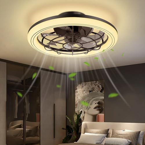 Hondony Ventilateur de plafond LED dimmable avec télécommande intelligente — 6 vitesses ultra-silencieuses, minuterie programmable & éclairage intégré pour salon, chambre ou chambre d’enfant