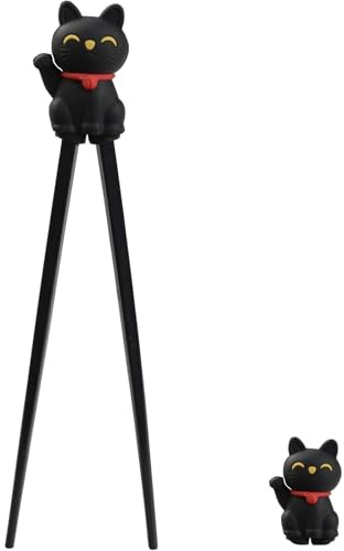 Essstäbchen Teen, Cat Paw Chopsticks Teen essstäbchen zum essen Training Personalisiert Hilfe Schwarz als Halterung für Anfänger, Ideal Für Ramen Asiatische Gerichte (Benutzt ab 15 Jahren)