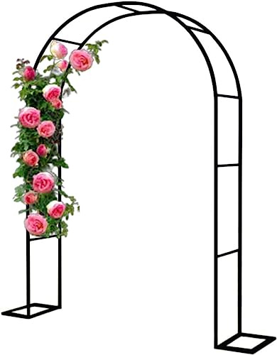 HSIRYAOHD Arche de jardin en métal gazebo robuste treillis large 120 cm 140 cm 180 cm 240 cm 300 cm 350 cm arc de rose mariage décoration support ballon, noir, L 1,4 m x H 2,3 m