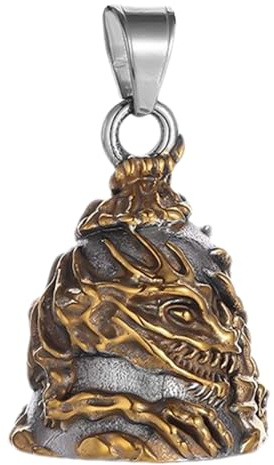 Campanella della Moto Portafortuna - Ciondolo Teschio Guardiano, Pendente in Metallo Lucido | Campanella Esorcista in Stile Drago per Chiavi, Auto, Borse, Equipaggiamento da Motociclista, Idea Regalo
