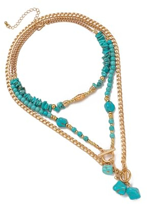 Zkydhbd Retro Stile Türkis Und Perlenvereinbarungslänge Schlüsselbein Halskette Multi Layered Neckketten Handgefertigtes Halsschmuck Frauen Modezubehör Für Frauen