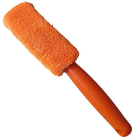 Spazzola in microfibra per cerchioni auto, con strato in spugna assorbente, per la pulizia dei pneumatici e la manutenzione delle attrezzature automobilistiche (arancione)