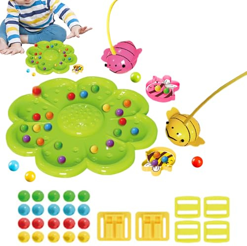 Educativo – Juego de 7 Pulgadas | Tabla de PVC – Juego de bandejas de Polen de Perlas magnéticas con Palos de Salto y Clips, de Aprendizaje de coordinación a Mano para