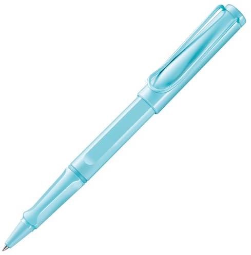 Lamy safari aquasky Tintenroller – zeitlos klassicher Stift mit ergonomischem Griff & Strichbreite M - Gehäuse aus robustem ASA-Kunststoff – mit Tintenrollermine M 63 in blau