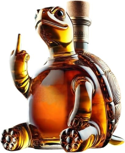 3D Whiskykaraff, handblåst glaskonst, spritflaska, bardekoration (Turtles)