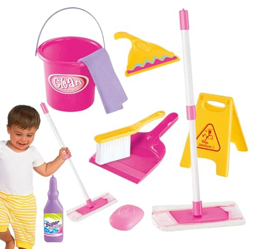 Balai Jouet Miniature - ABS Ensemble Nettoyage Enfant Complet, Pelle Balayette Seau, Jeu Maison Éducatif, Durable Et Léger, Encouragement Créatif | Parfait Pour Activité Imaginative Pour Tout-Petits