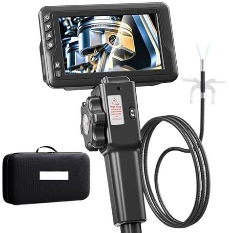 Ralcam Articulating Borescope Endoscope 8.5mm 2MP Inspection Camera 4.5 IPS LCD Pipe Camera 8 LED Lights 1m 2m Semi Rigid Cable(S2M)