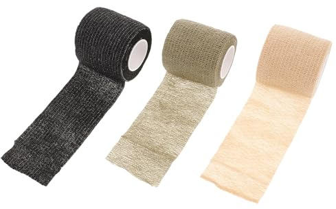ULTECHNOVO Elastische Sportbandage Tarnband Vlies 3 Stück Schwarz Khaki Oliv für Medizinische Versorgung und Sportverletzungen