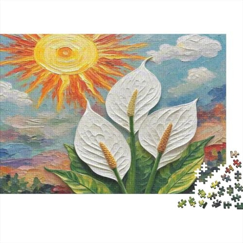 Sunlight Prompt Peace Lily Prompt 1000 Pieces Paper Jigsaw for Adults Educational Puzzle Wall Decor Stress Relief Gift 52x38cm/1000pcs