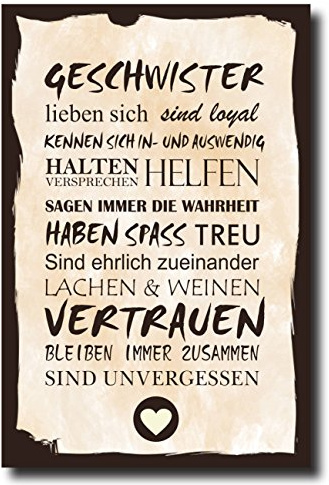 Homeyourself Holzschild Dekoschild Geschwister mit Spruch 20x30cm Shabby Chic Vintage Wandschild Türschild Holzbild Holztafel Bild